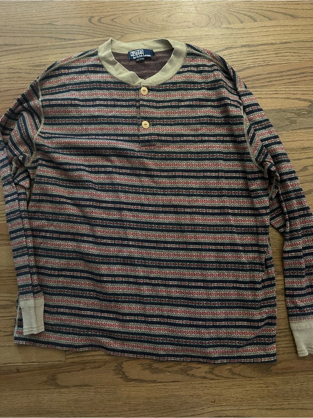 Ralph Lauren Navy, Red & Cream Striped Knit Cardigan vintage tribal print XL